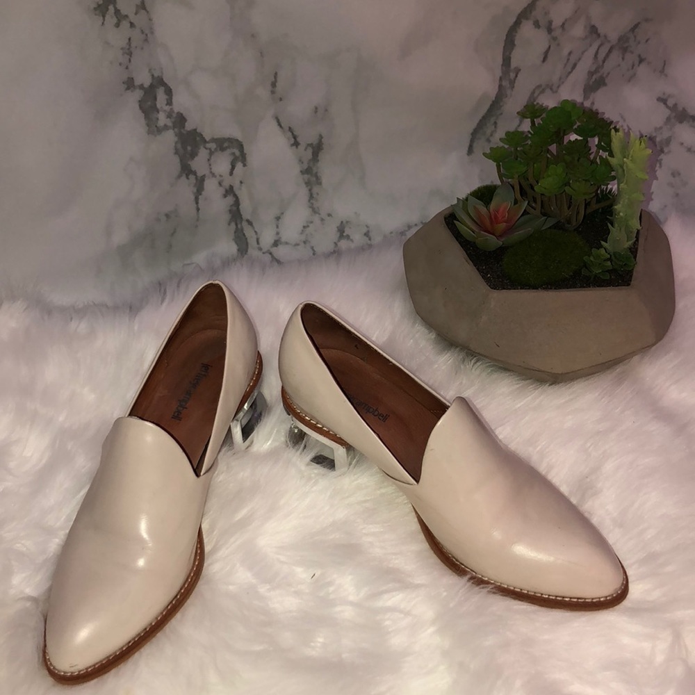 Jeffrey Campbell Nude Metal Cage Heel Loafers